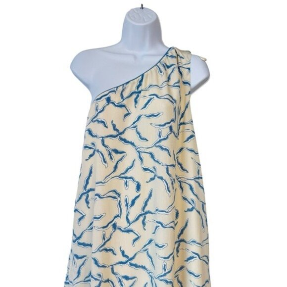 Hyacinth House NEW Ivory Blue Coral One Shoulder Sybil Maxi Dress Size XXL - Picture 4 of 10